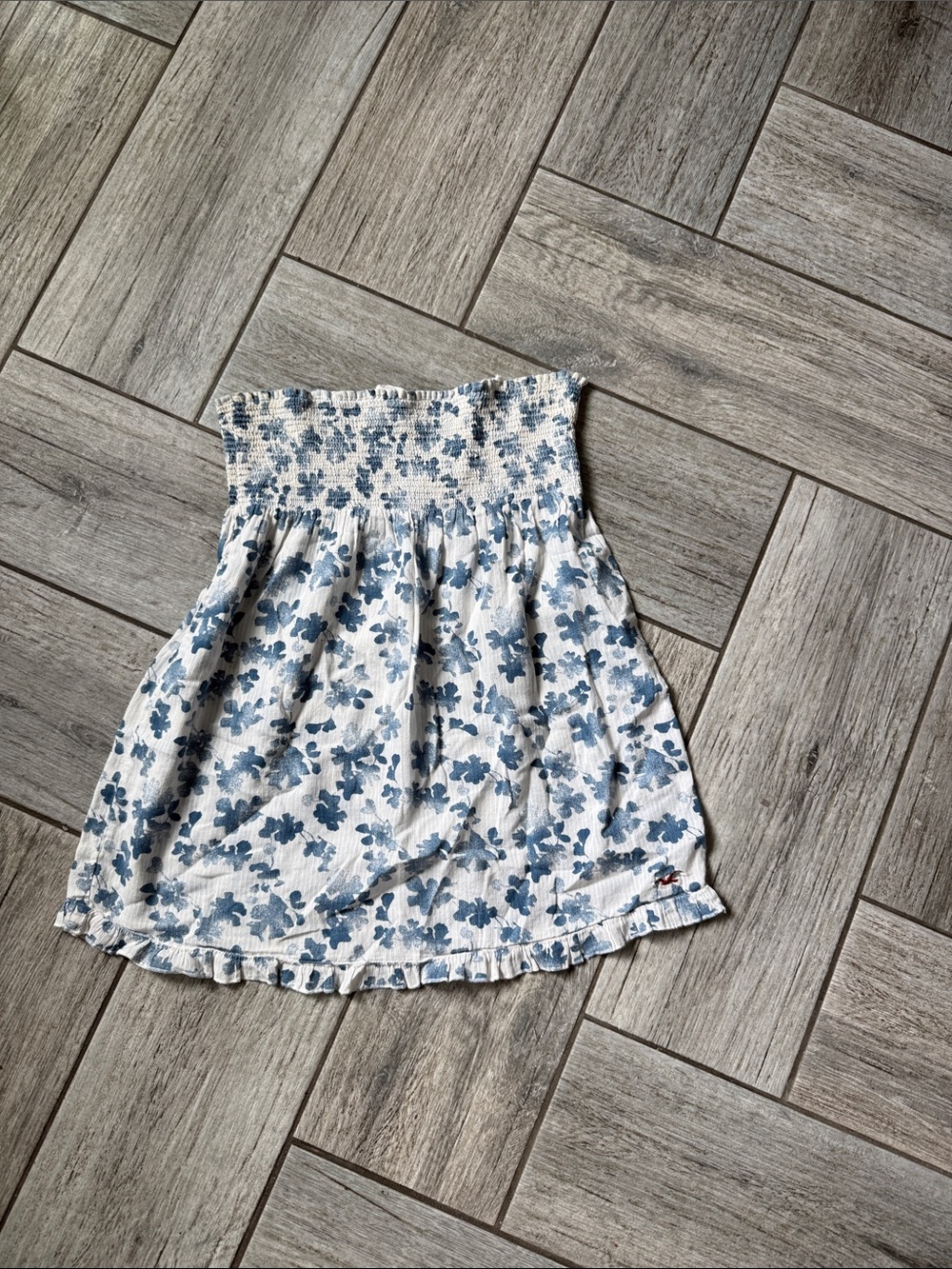 Hollister White Mini Skirt with Blue Floral Print